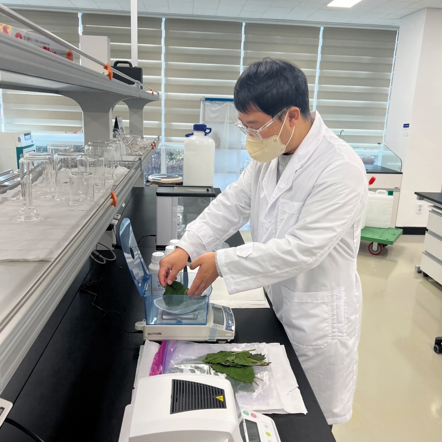 해양심층수 고성진흥원에서 복합비료 성능 실험을 하고 있다.