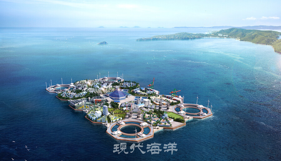세계 녹색항로상 스마트 해양에너지 플랫폼(Blue Island with OTEC)-조감도. 자료제공 선박해양플랜트연구소