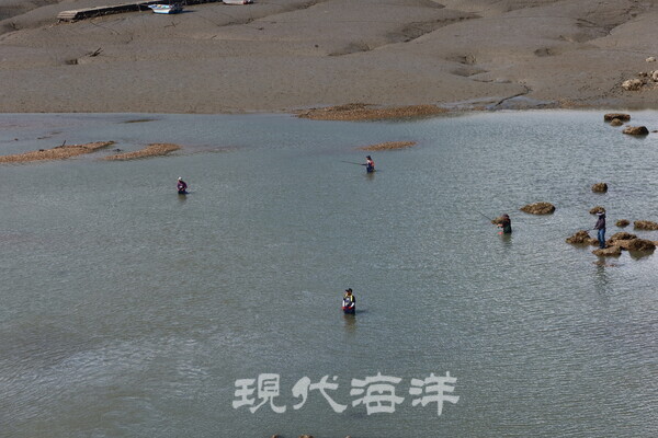 망둥어 낚시를 하는 사람들