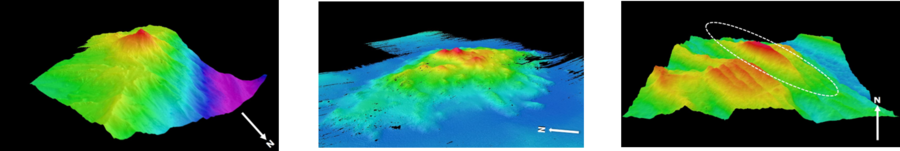  김정호 해산(왼쪽부터), 세종 해산, 이중환 해저융기부(제공 = 해양수산부)