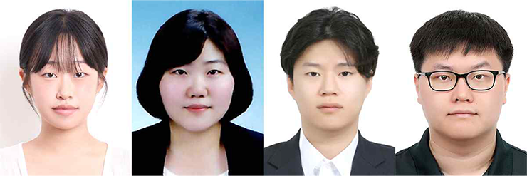 국립부경대학교 대학원 해양생산관리학부의 어업계측공학연구실(지도교수 이경훈) 소속 학생, 연구원들이 최근 국내외 학술대회와 경진대회에서 잇달아 수상하여 연구 역량을 인정받았다. 사진 왼쪽부터 김수정 대학원생, 김지연 연구원, 황태겸 대학원생, 이장민 대학원생.